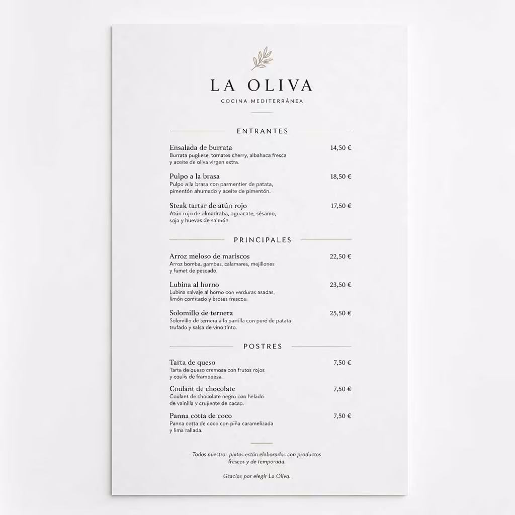 Carta de restaurante
