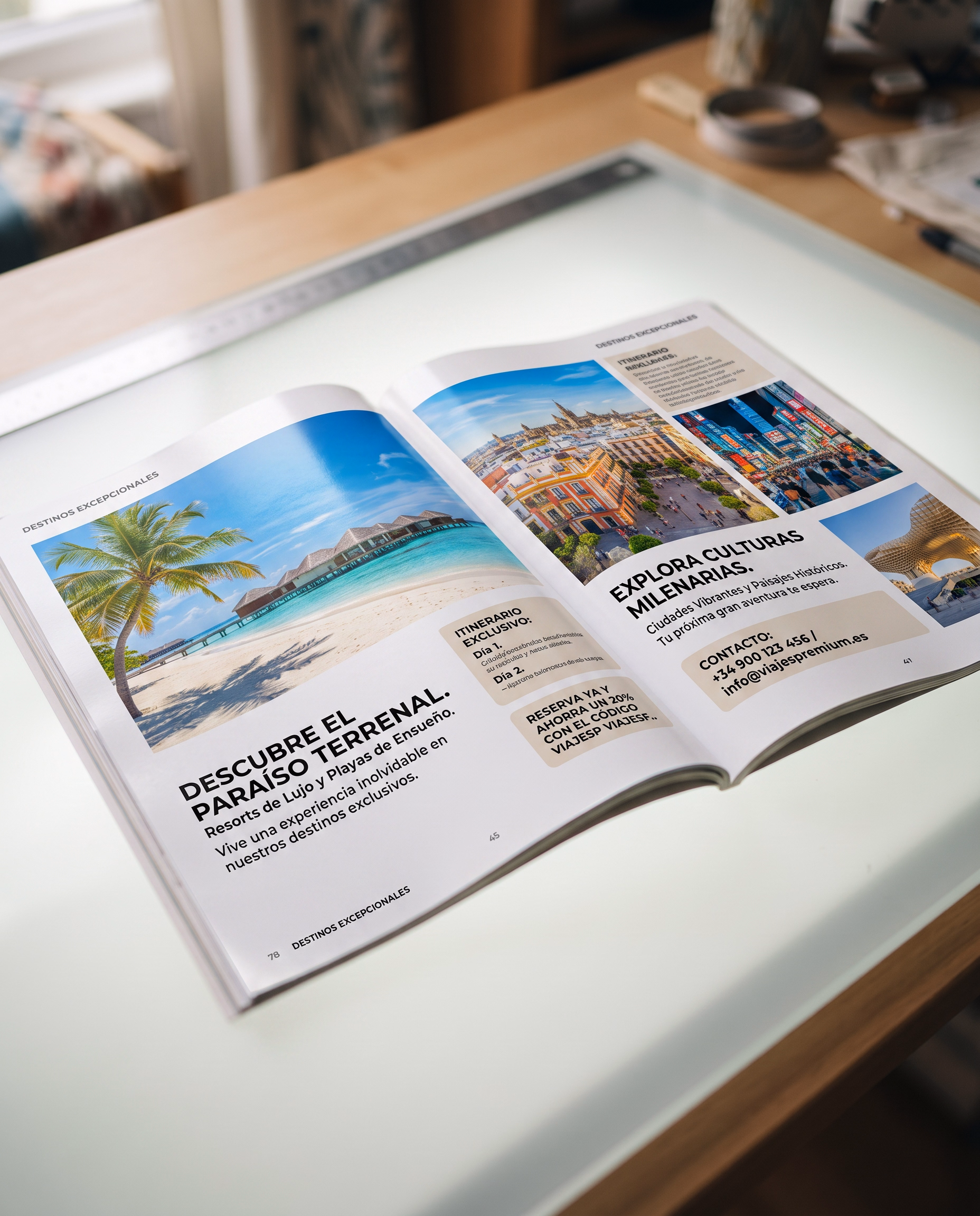 Revista de viajes impresa y encuadernada en HM Smile
