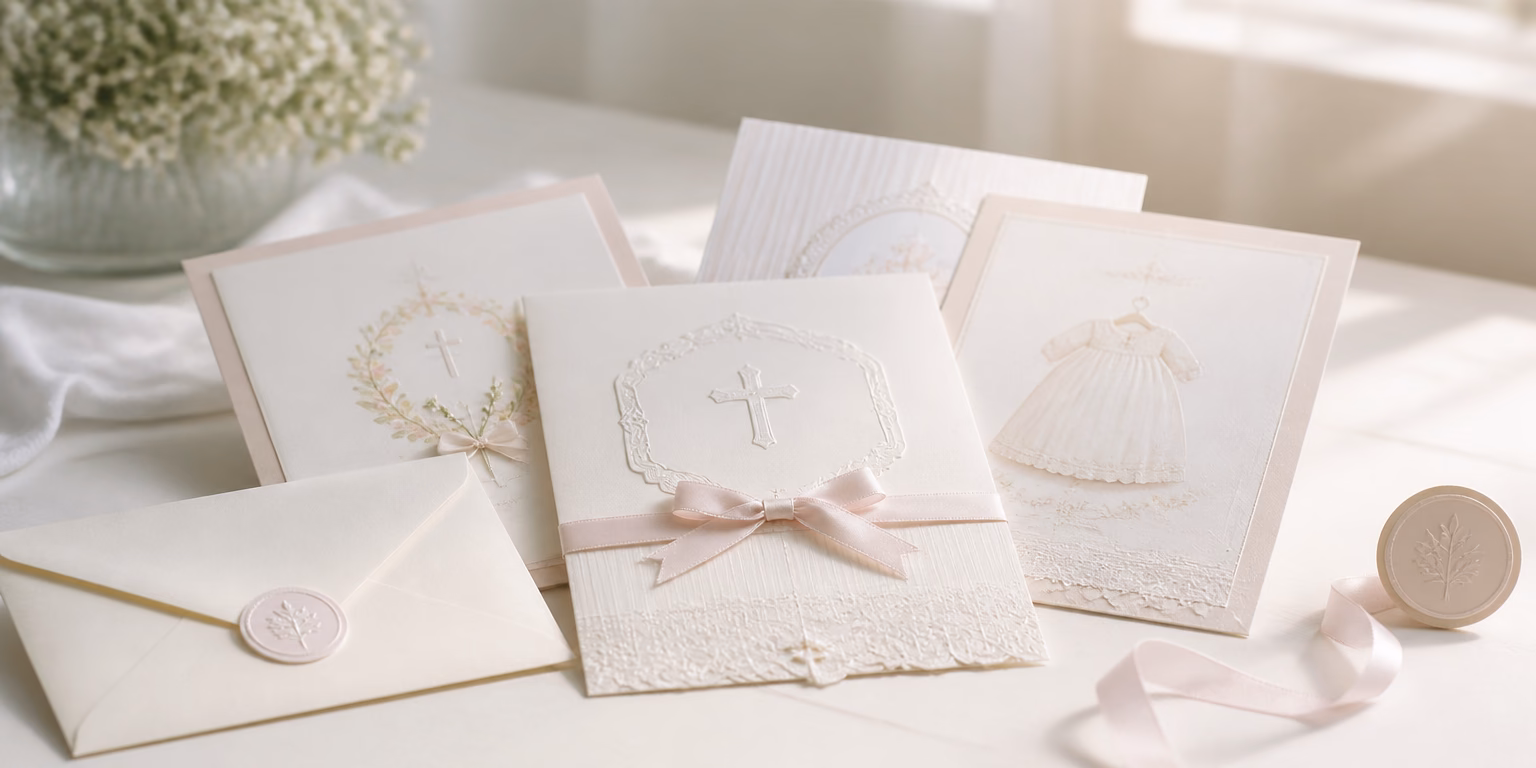 Invitaciones de bautizo personalizadas impresas en HM Smile